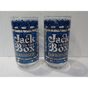Vintage Jack in the Box Coca-Cola Blue Tiffany Style Glasses